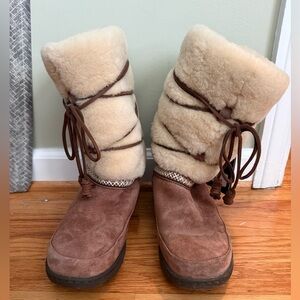 UGG Brown and Cream Maxie waterproof Winter Boots sz 10